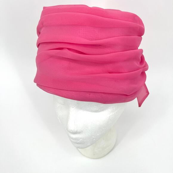 Vintage Yellow Pillbox Chiffon Rosette Hat with Bow main image 6